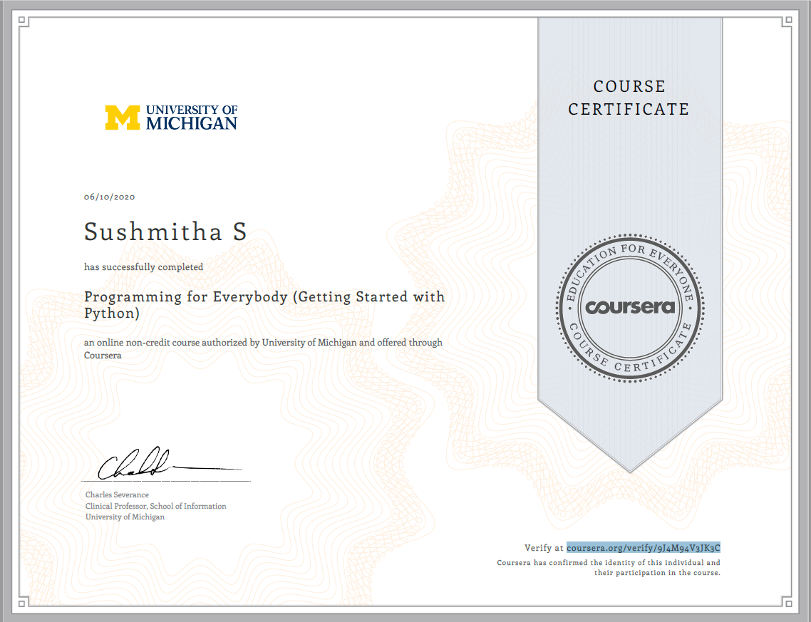 python coursera certificate